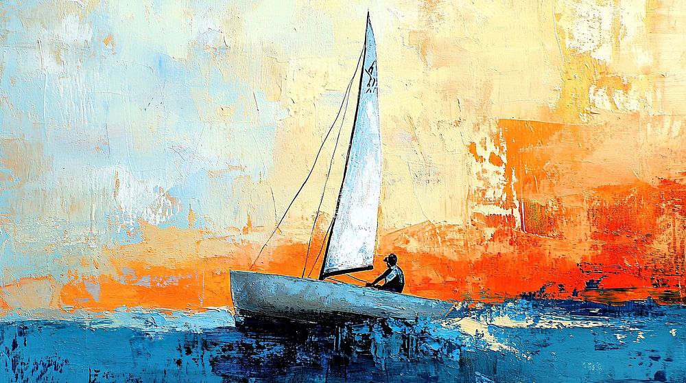 Gijs – kleurrijke zeilboot (incl. lijst)